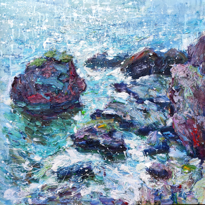 Картина маслом Камни и море
