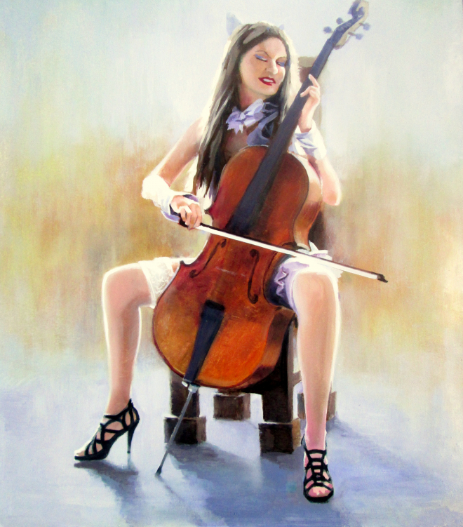 Картина маслом Девушка и виолончель