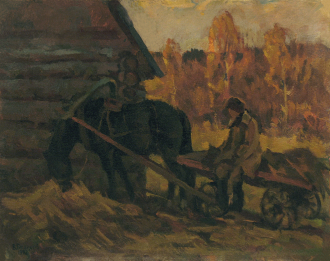 Картина маслом Осень на селе