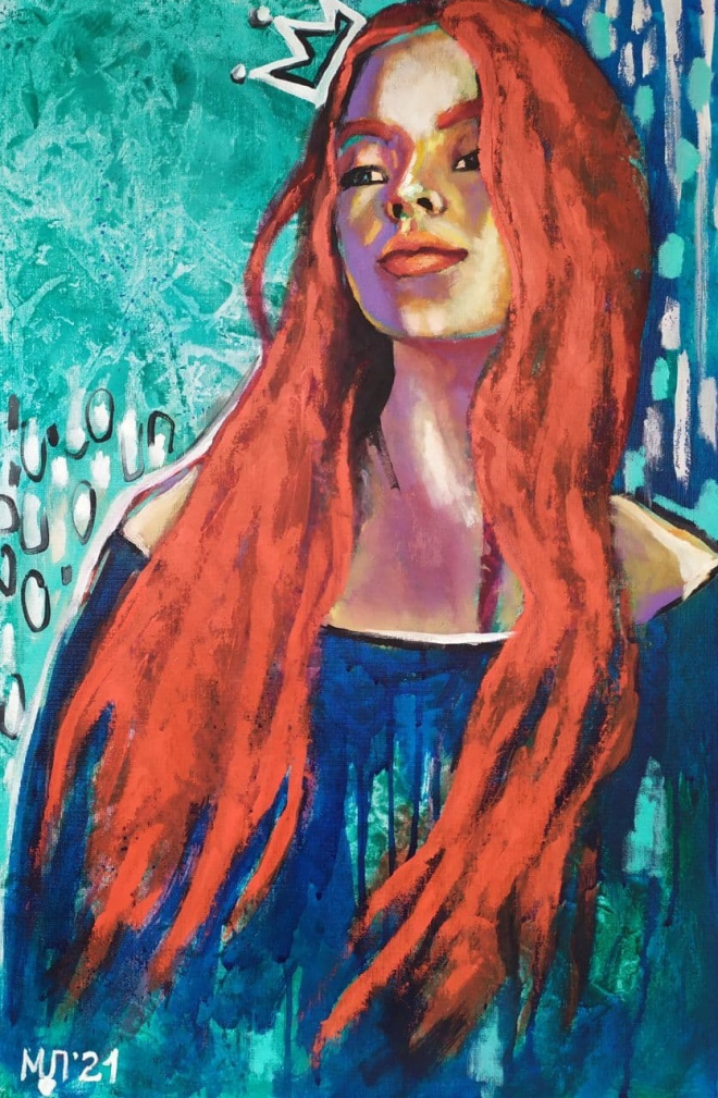 Картина маслом Девушка с красными волосами