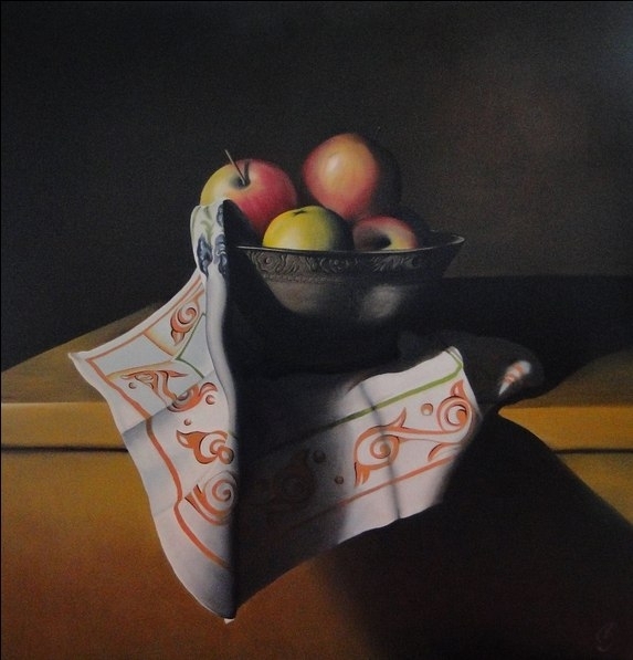 Картина Натюрморт с яблоками и старинной вазой