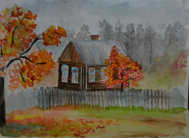 Картина Осень в деревне