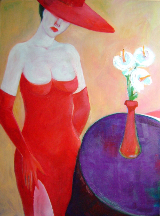 Картина маслом на холсте LADY IN RED