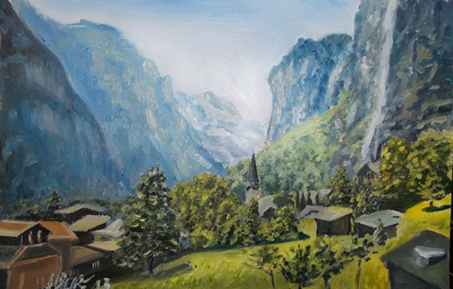 Картина маслом В горах Швейцарии