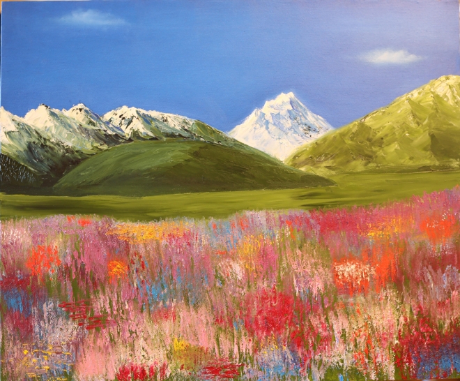 Картина маслом Весна в Альпах