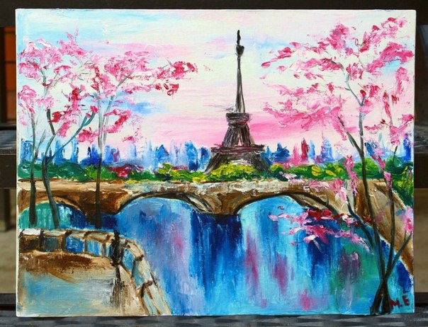 Картина маслом Весна в Париже