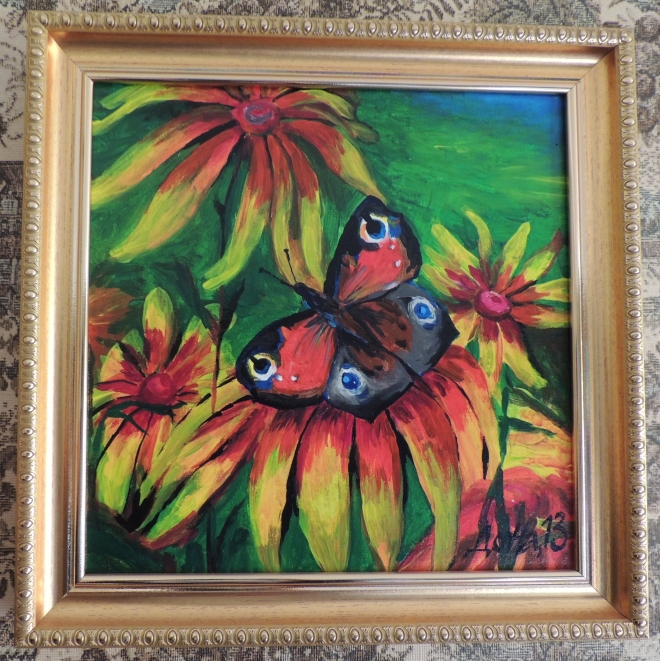 Картина на холсте картина "Бабочка на цветке"