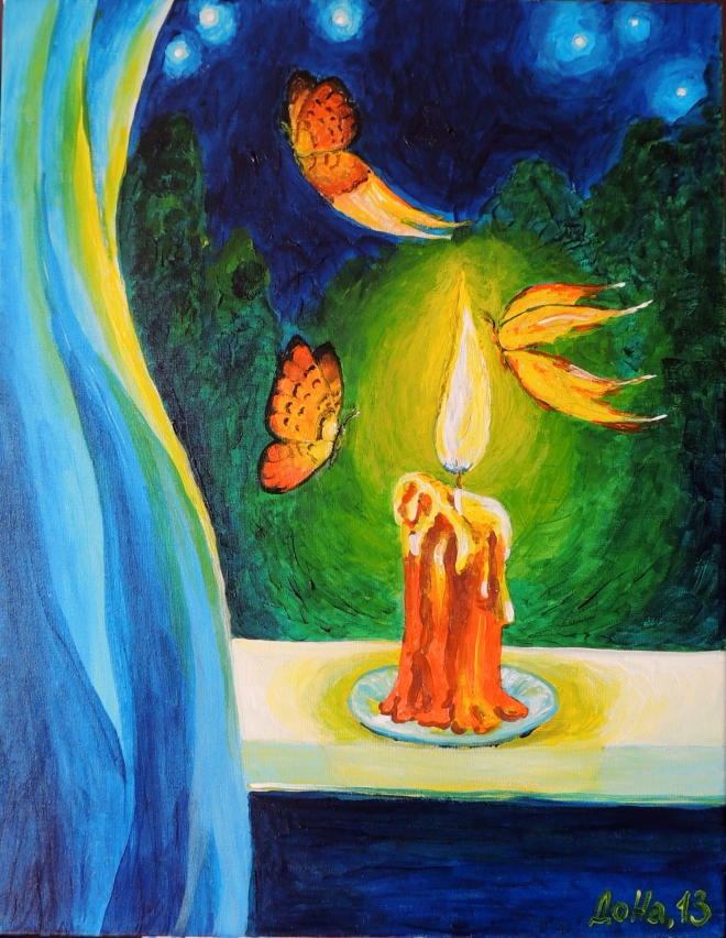 Картина на холсте картина "Бабочка и огонь"