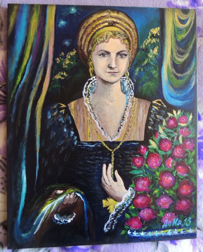 Картина картина "дама с розами"
