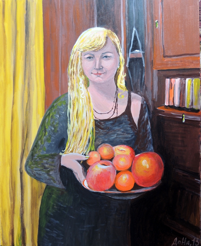 Картина портрет картина "Дама с фруктами"-автопортрет