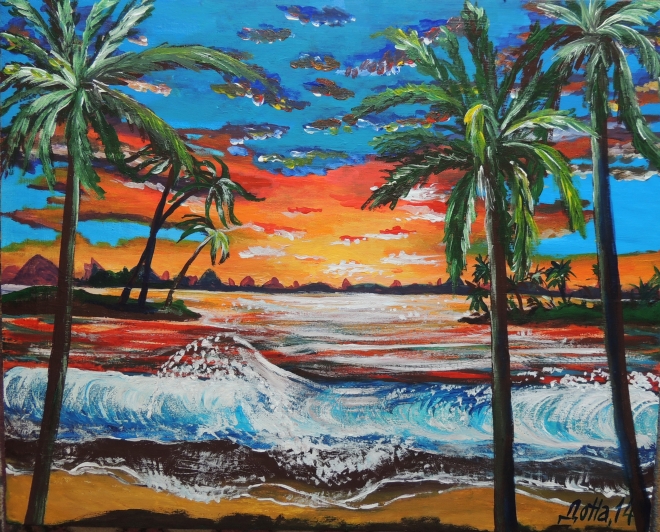 Картина картина "закат на Карибском море"