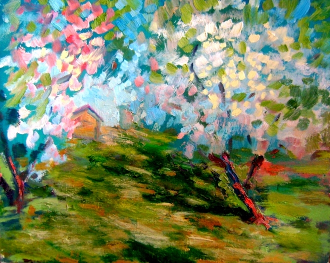 Картина в весеннем саду