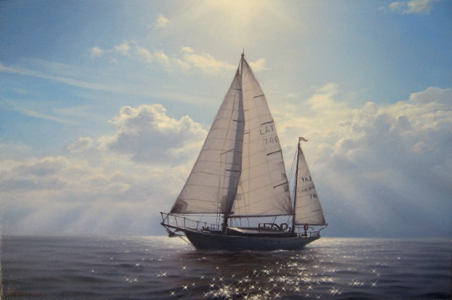 Картина маслом Яхта в море