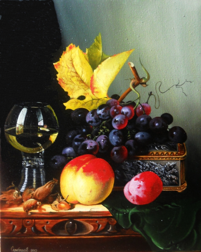 Картина маслом Натюрморт с виноградом.