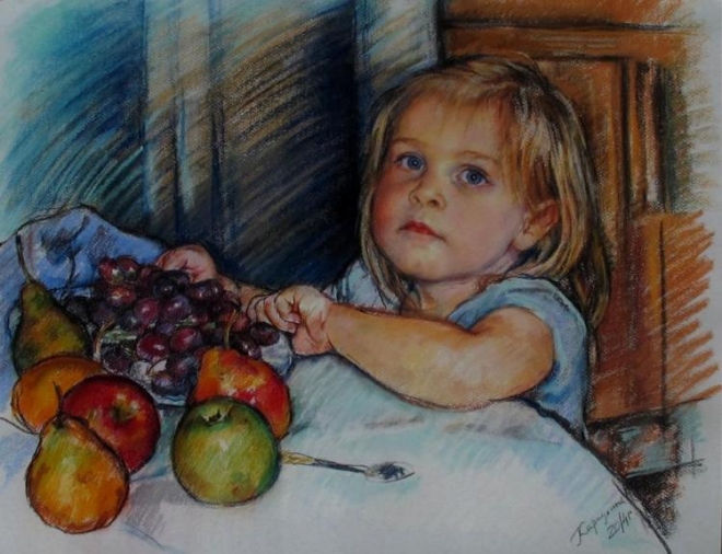 Картина "Девочка с фруктами"