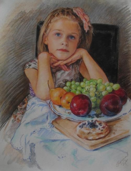 Картина "Маша и фрукты"