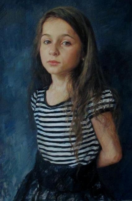 Картина маслом на холсте "Портрет девочки в матроске"