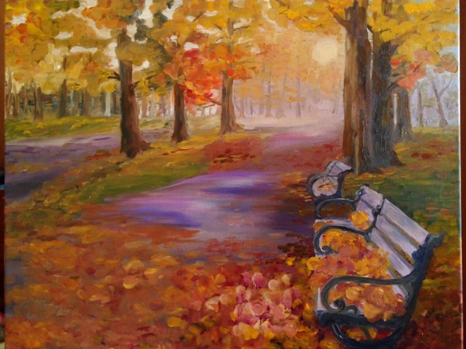Картина маслом на холсте Осенний парк