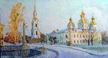 Картина Никольский собор зимой