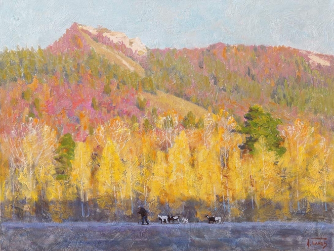 Картина маслом на холсте "Осенний закат"