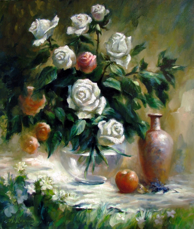 Картина маслом на холсте Натюрморт с розами
