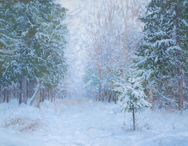 Картина маслом Зимний лес