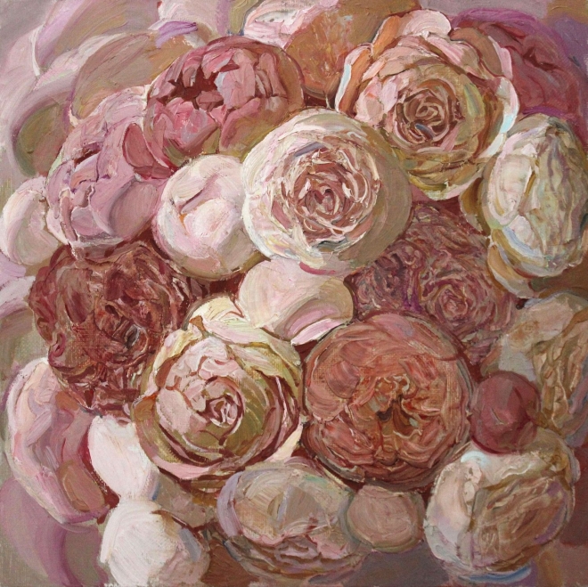 Картина маслом "Розовые пионы"