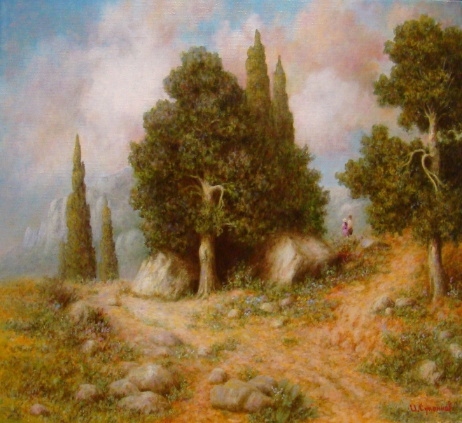Картина маслом на холсте крымский пейзаж
