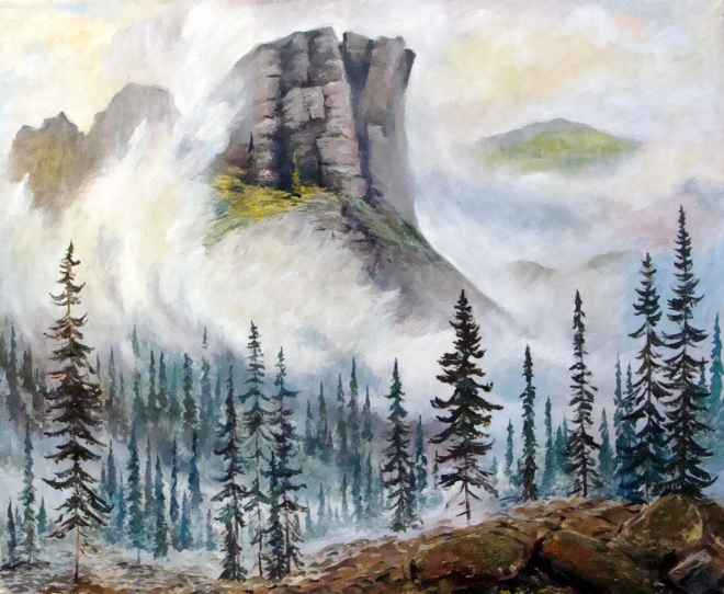 Картина маслом на холсте Утро в горах