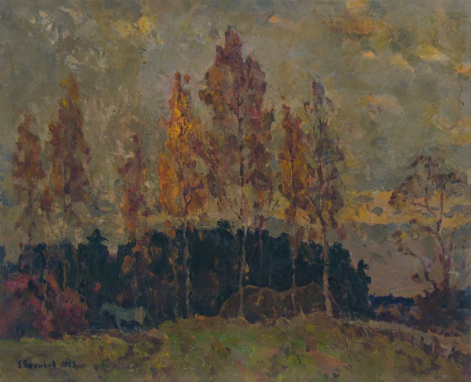 Картина маслом на холсте Осенние деревья