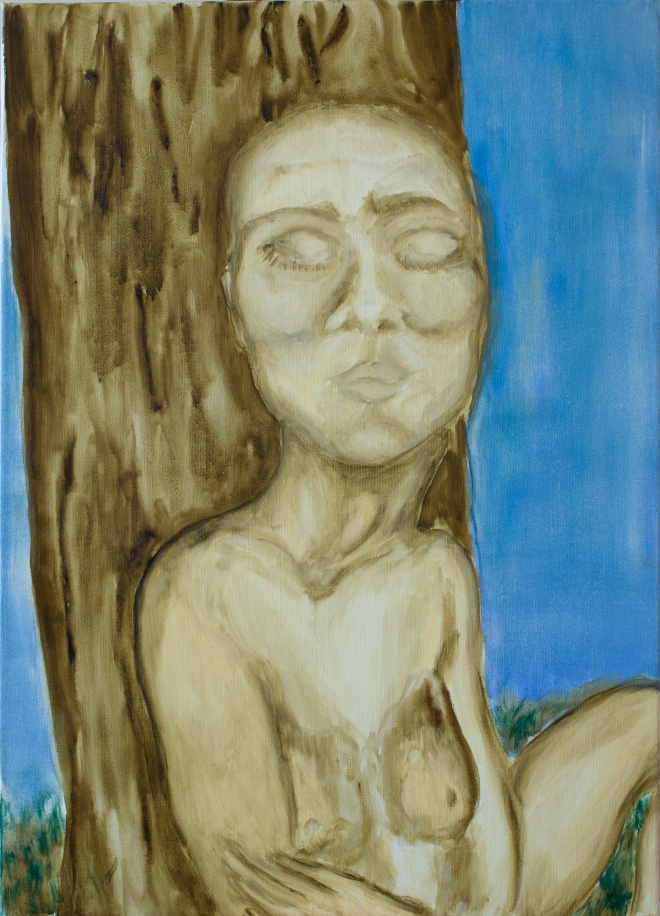Картина маслом Девушка у дерева