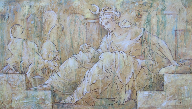Картина маслом на холсте Отдыхающая Диана.