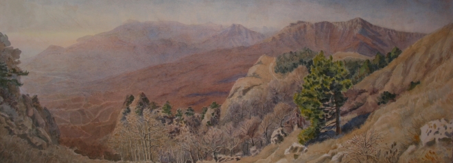 Картина акварелью Осень на склонах Демерджи