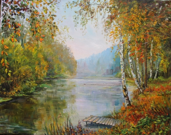 Картина маслом на холсте Осенний мотив