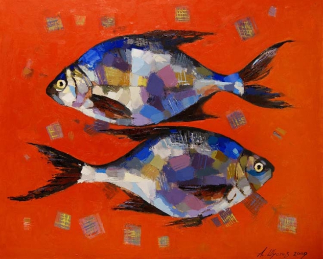 Картина маслом Рыбы