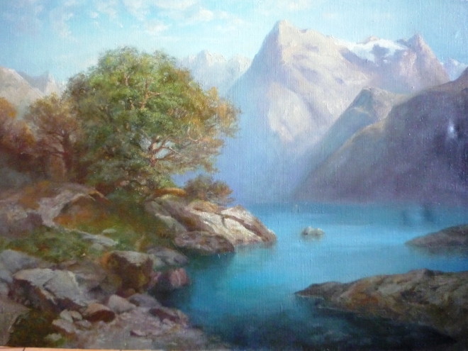Картина маслом Горное озеро