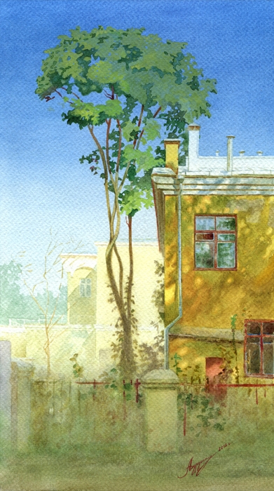Картина акварелью Дерево