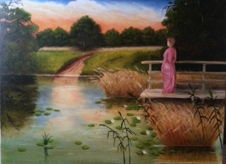 Картина маслом Девушка на пруду
