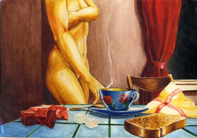 Картина акварелью Чашка кофе