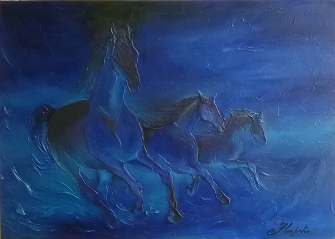 Картина маслом Blue horses