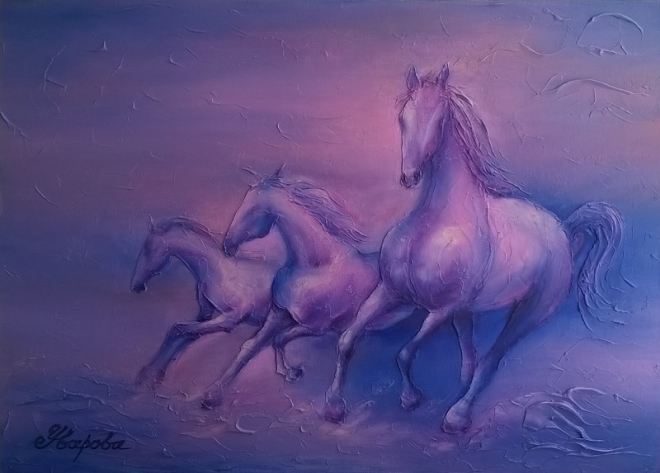 Картина маслом Lilac horses