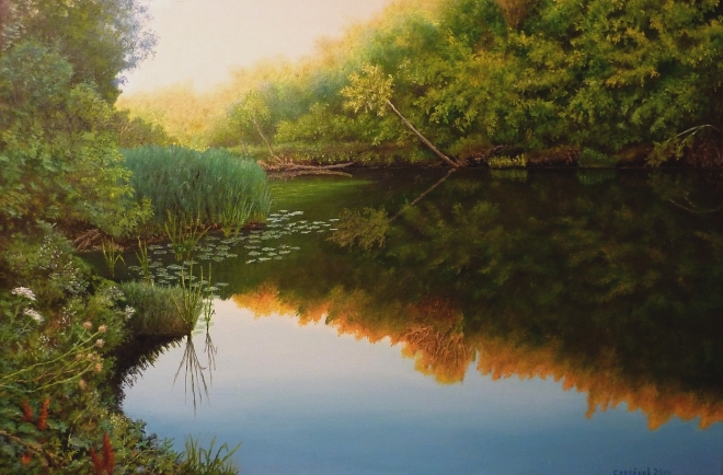 Картина маслом на холсте " Река Чаган. Бочаг."