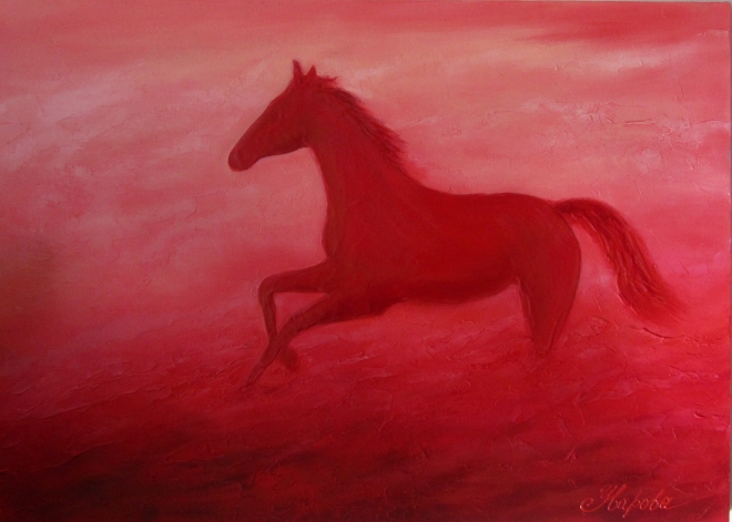 Картина маслом Красная лошадь