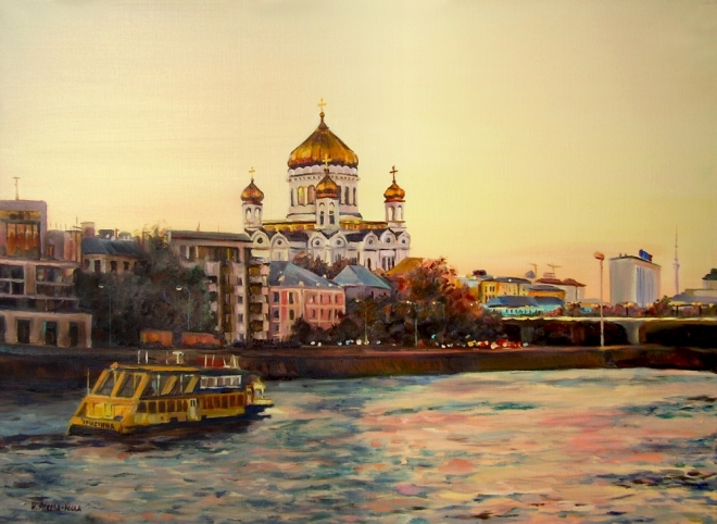 Картина маслом Вечерняя Москва