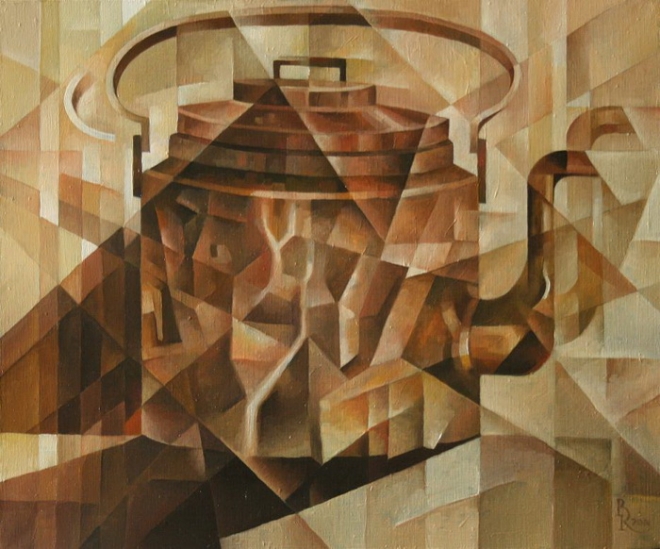 Картина маслом на холсте Медный чайник. Кубофутуризм