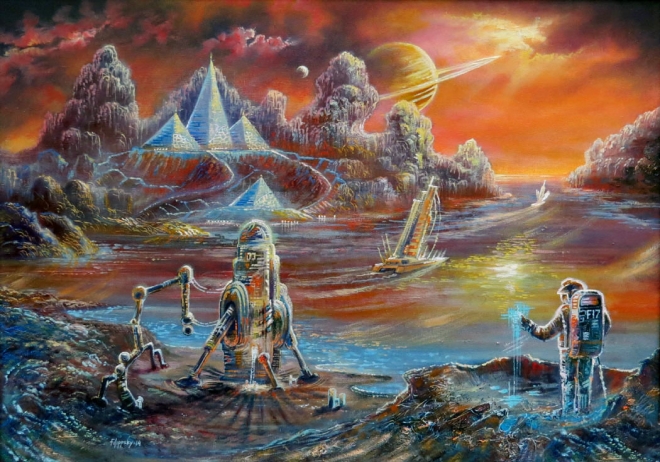 Картина маслом на холсте Парусники Титана.
