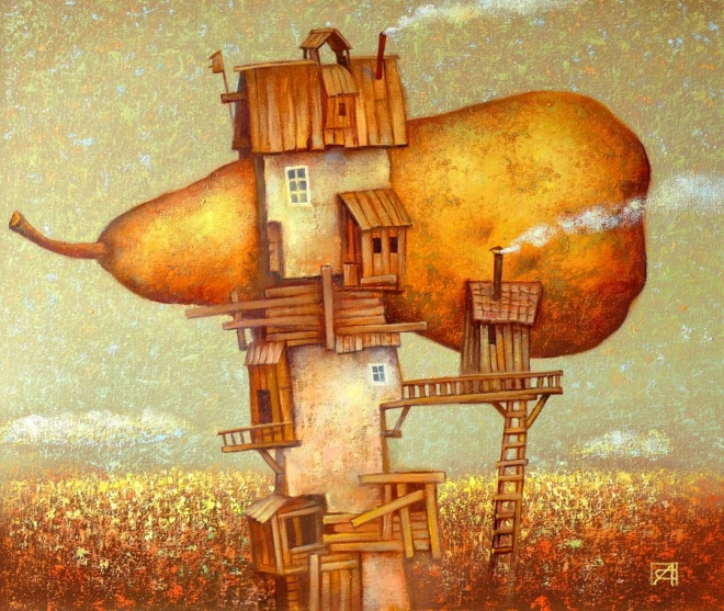 Картина маслом на холсте Грушевый дом