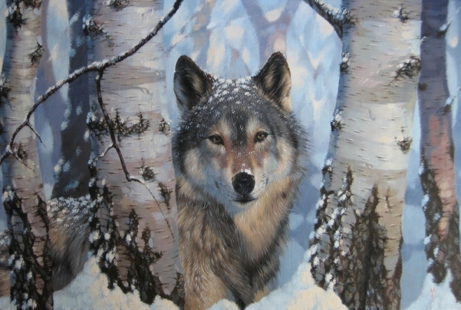 Картина маслом на холсте Волк