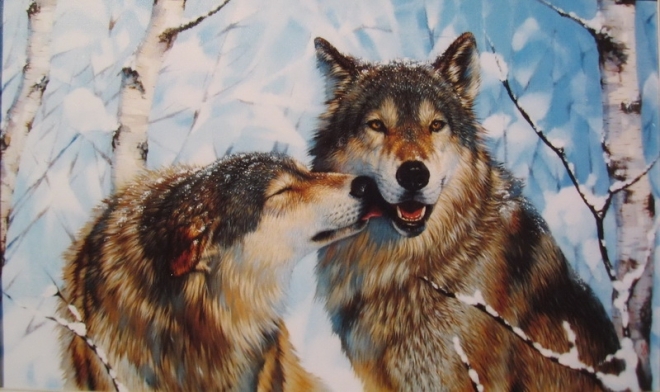 Картина маслом на холсте Волки