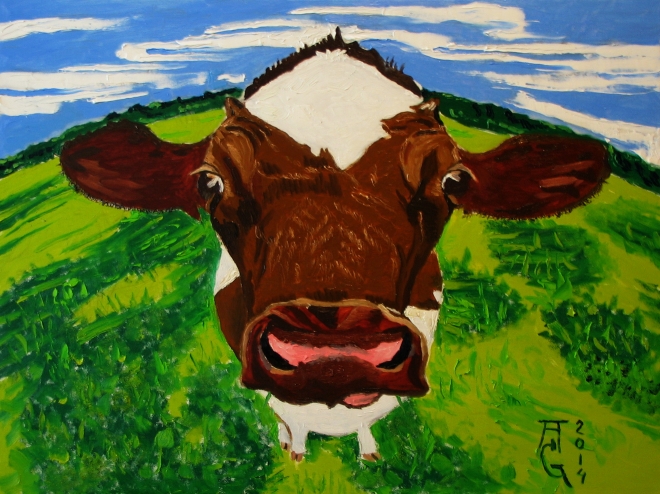Картина маслом Задумчивая корова